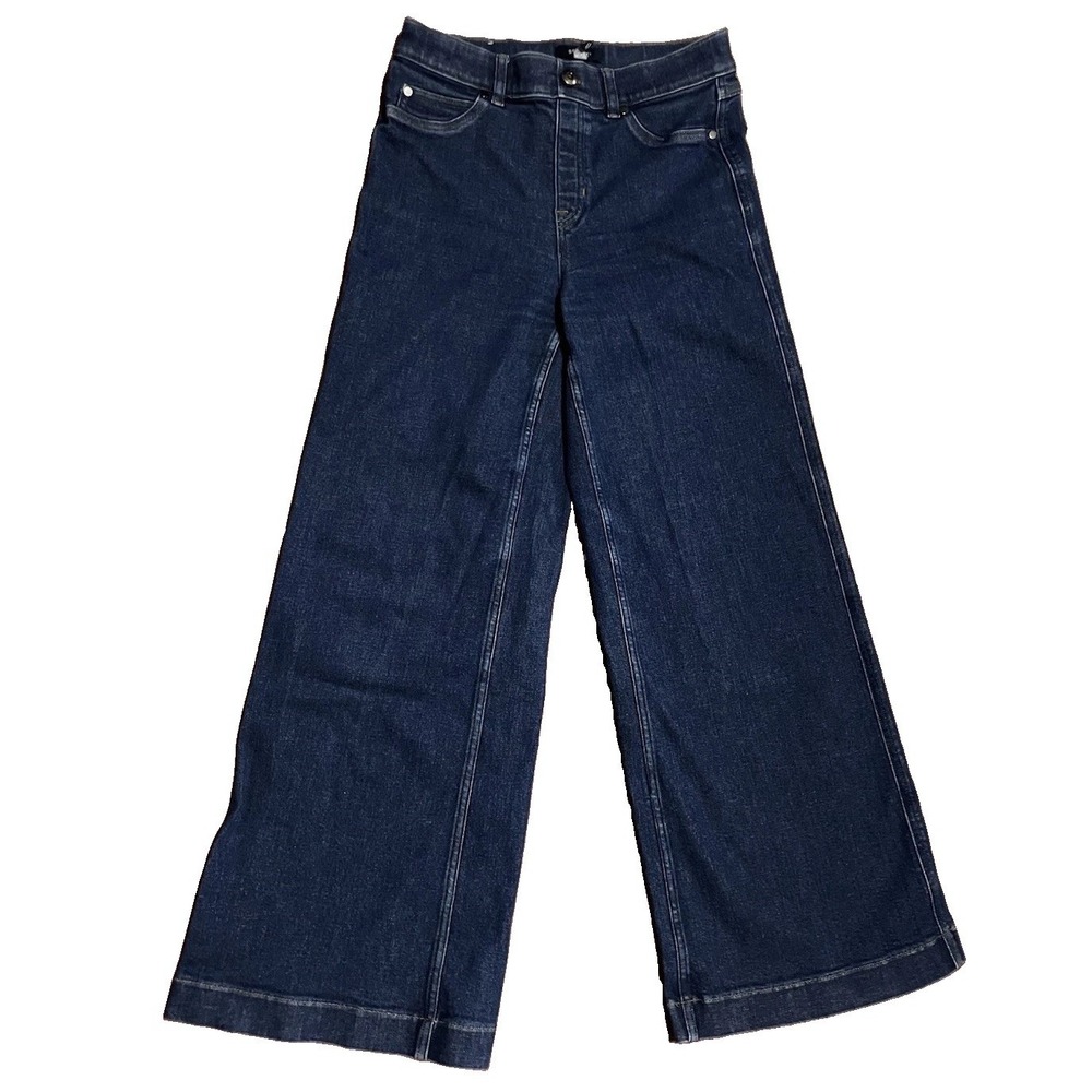 SPANX SPANXshape EveryWear Wide Leg Pull On Jeans Raw Indigo Sz M $148 Comfort